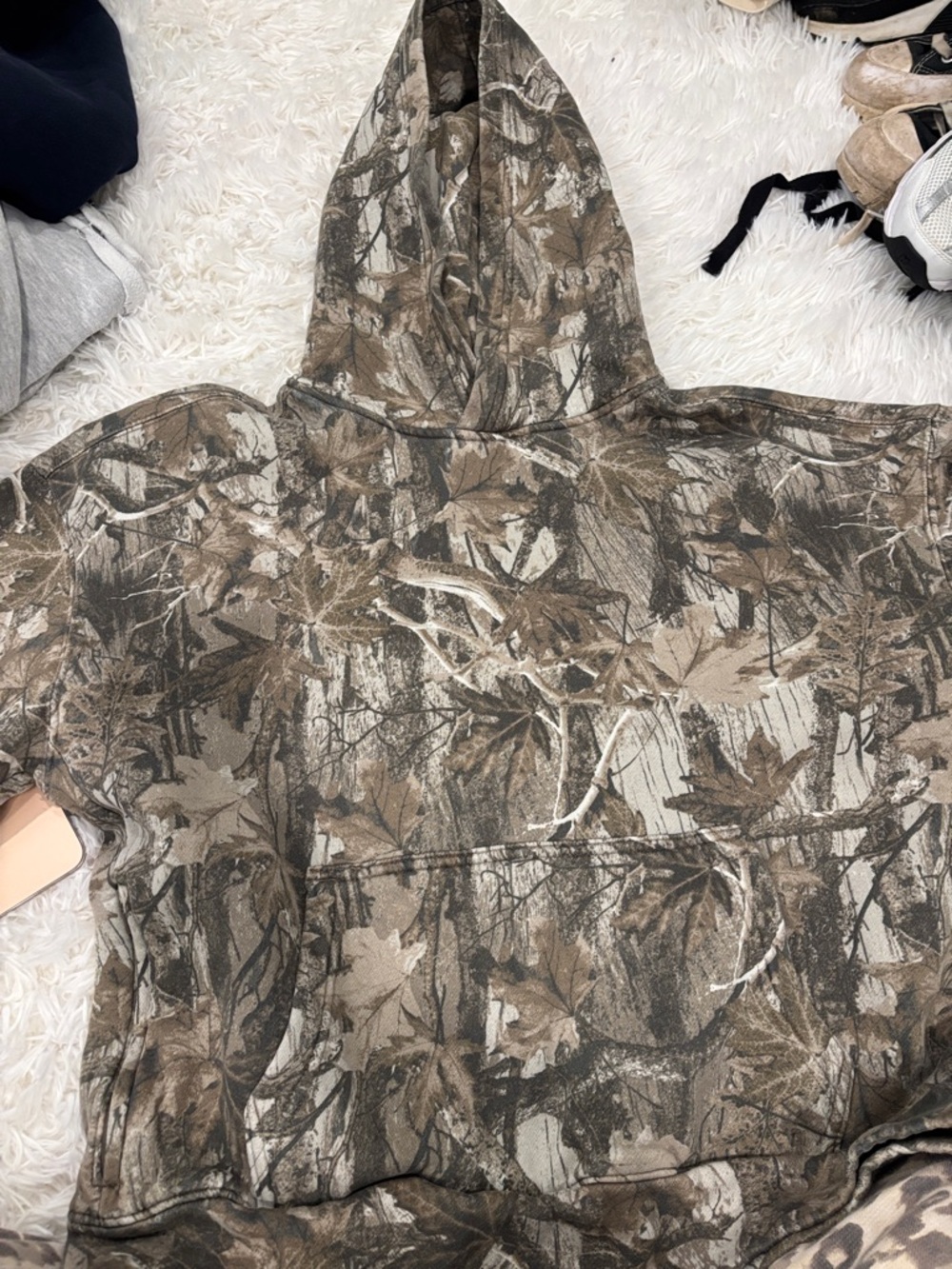 Hollister Camo Leaf Print Hoodie in Brown and Green